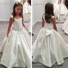 White Straps Flower Girl Dress With Beaded Waist First Communion Dresses For Girls Pageant Dresses MF894